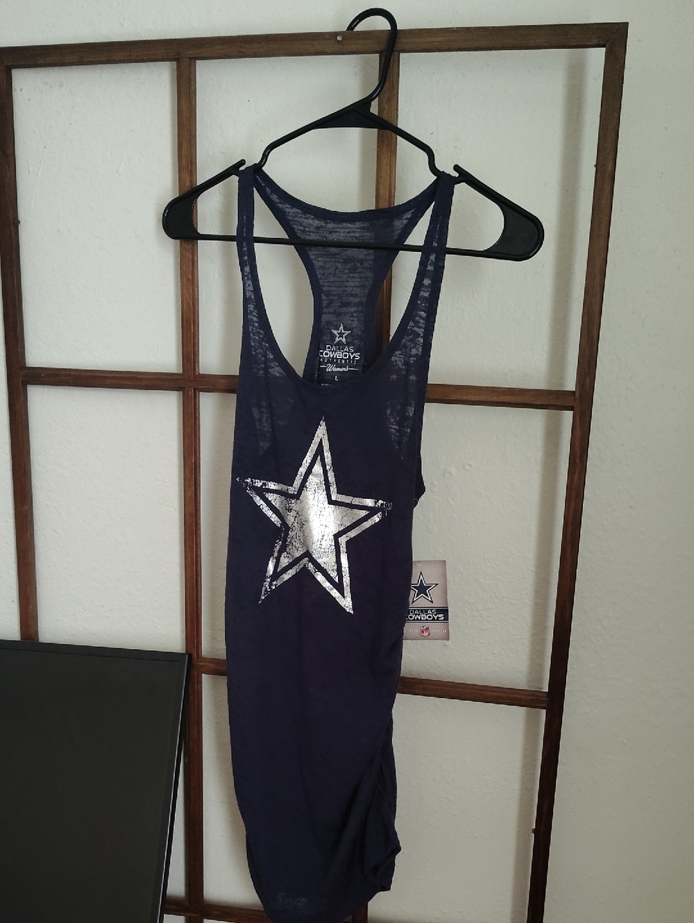 NFL Women's Navy Blue Dallas Cowboys Racerback Tank with Silver Star